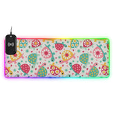 Colorful Cartoon Turtle Cute Wireless Charging Mouse Pad for Mobile Phone Extra Large Gaming Mousepad with 13 Lighting Modes Mouse Mat for Gaming MacBook PC Laptop Desk Home Office